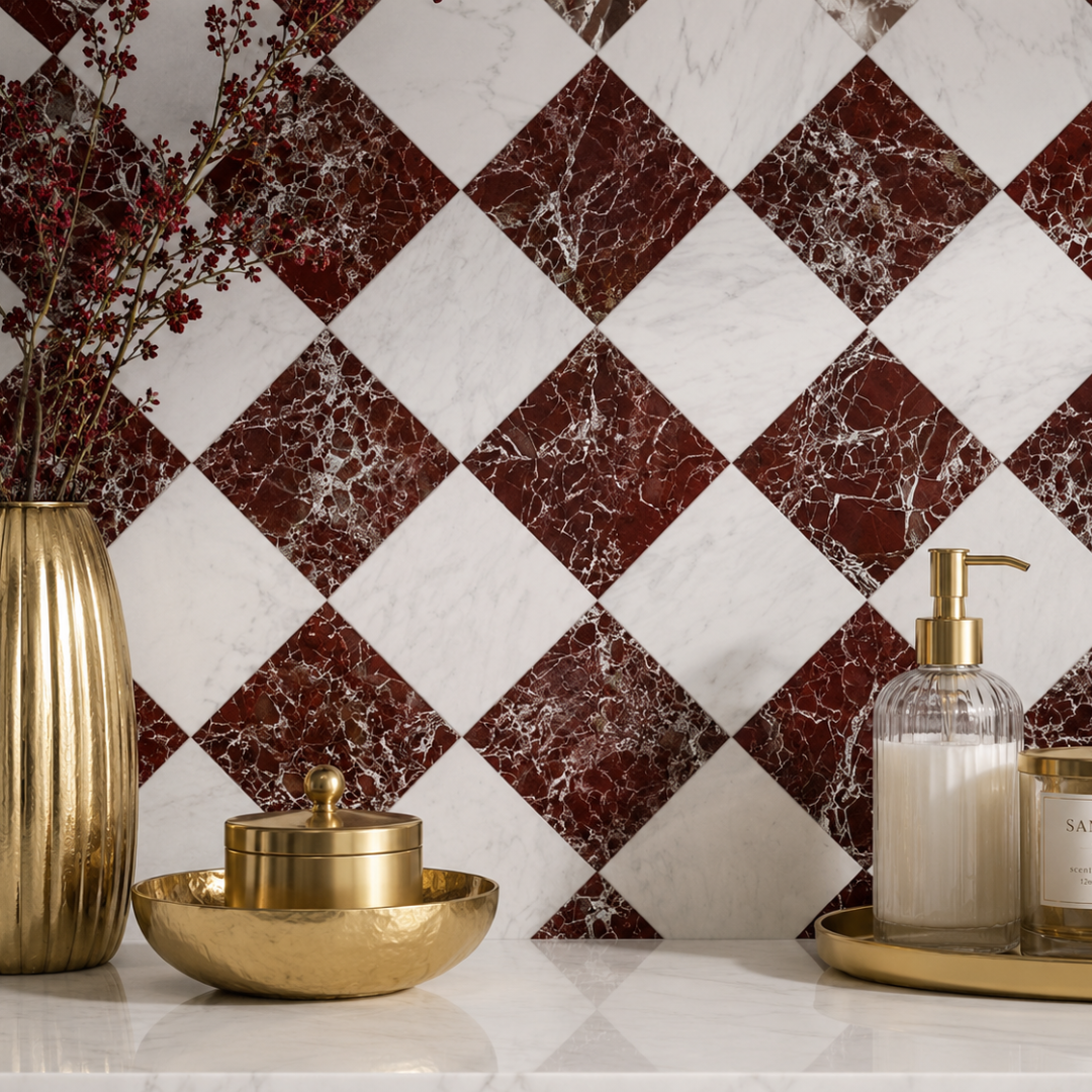 Elara Checkerboard Marble Tile