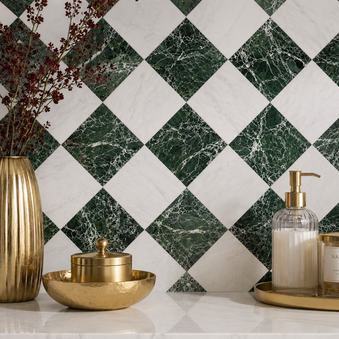 Elara Checkerboard Marble Tile