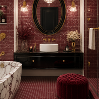 Garnet Meadow 1" x 1" Marble Mosaic