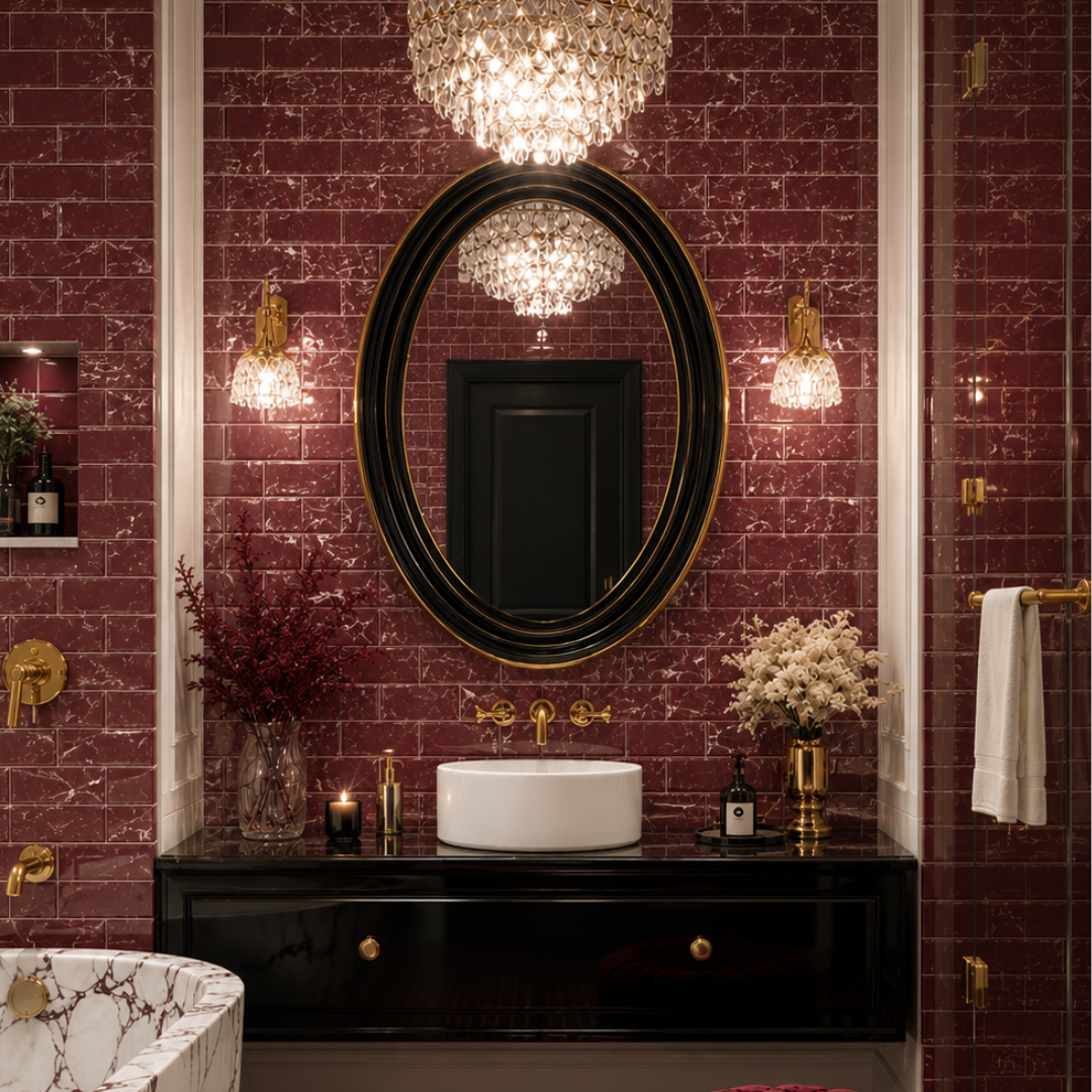 Garnet Meadow Marble Subway Tile