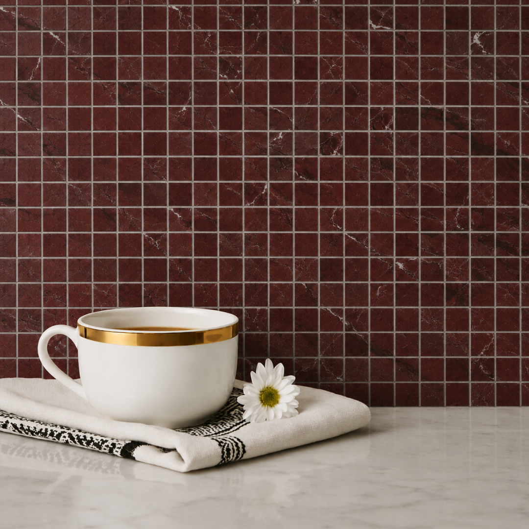 SAMPLE Garnet Meadow 1" x 1" Marble Mosaic