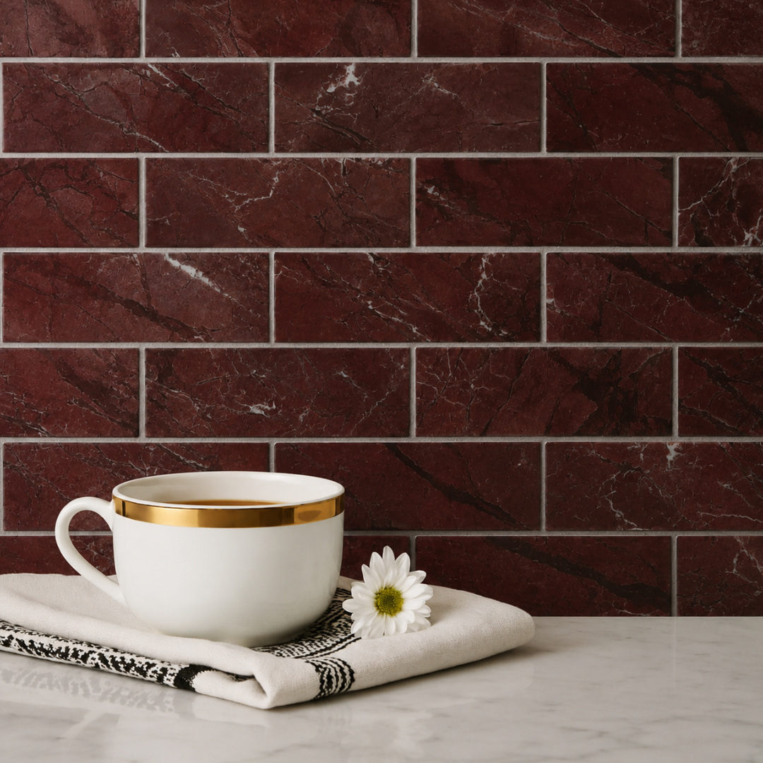 Garnet Meadow Marble Subway Tile