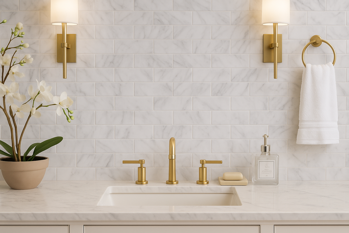 Oyster Bay Carrara Marble Subway Tile