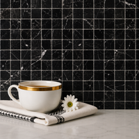 Obsidian Meadow 1" x 1" Black Marble Mosaic