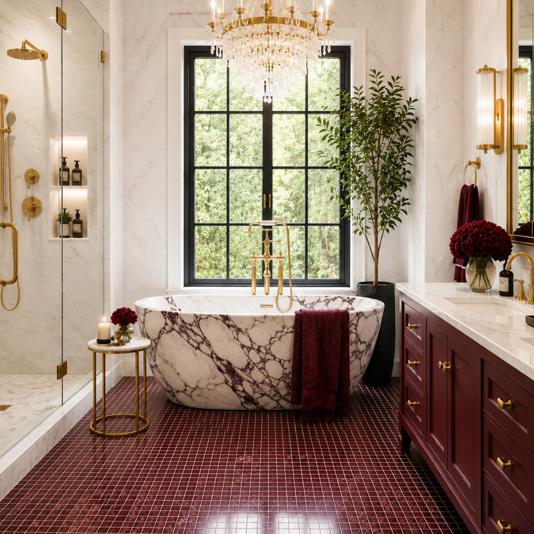 Vellaria Calacatta Viola Marble Soaking Tub