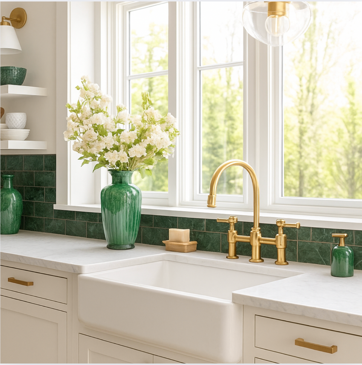 Viridan Meadow Green Marble Subway Tile