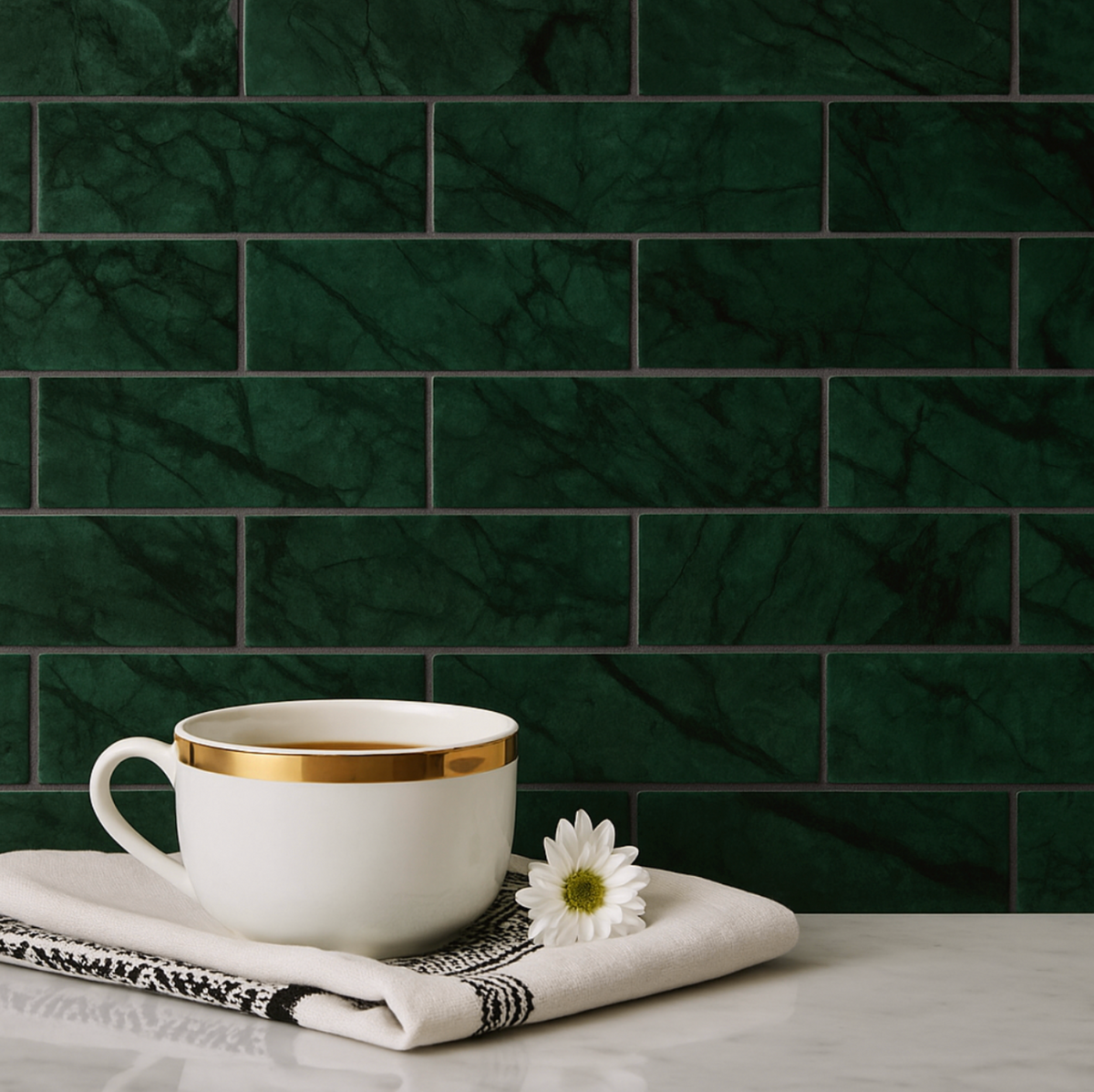 Viridan Meadow Green Marble Subway Tile