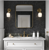 SAMPLE Obsidian Meadow 1" x 1" Black Marble Mosaic